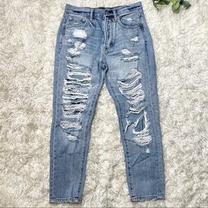 American Eagle Distressed Hi Rise Girlfriend Jeans